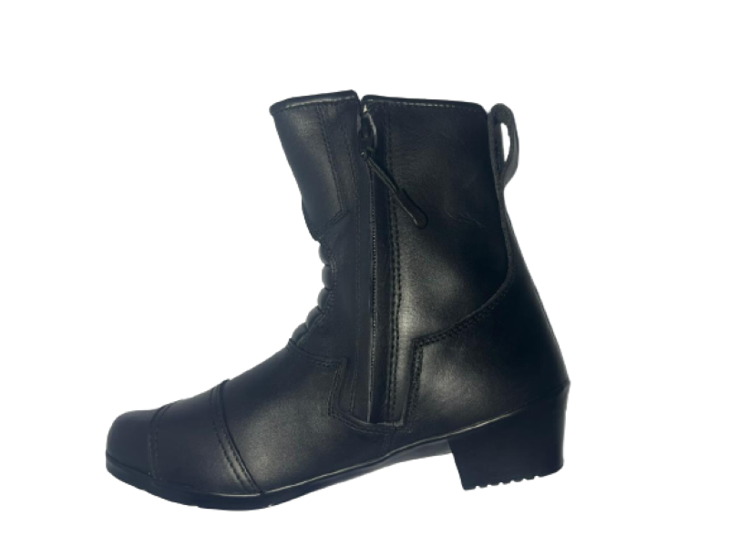 Biker Yes Bike Ladies Leather Shoe Black