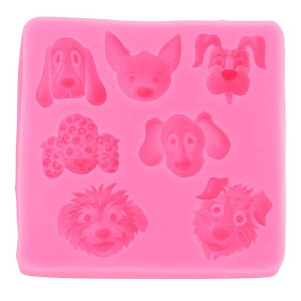 Fondant Dog Head Shaped Silicone Mold - Pink