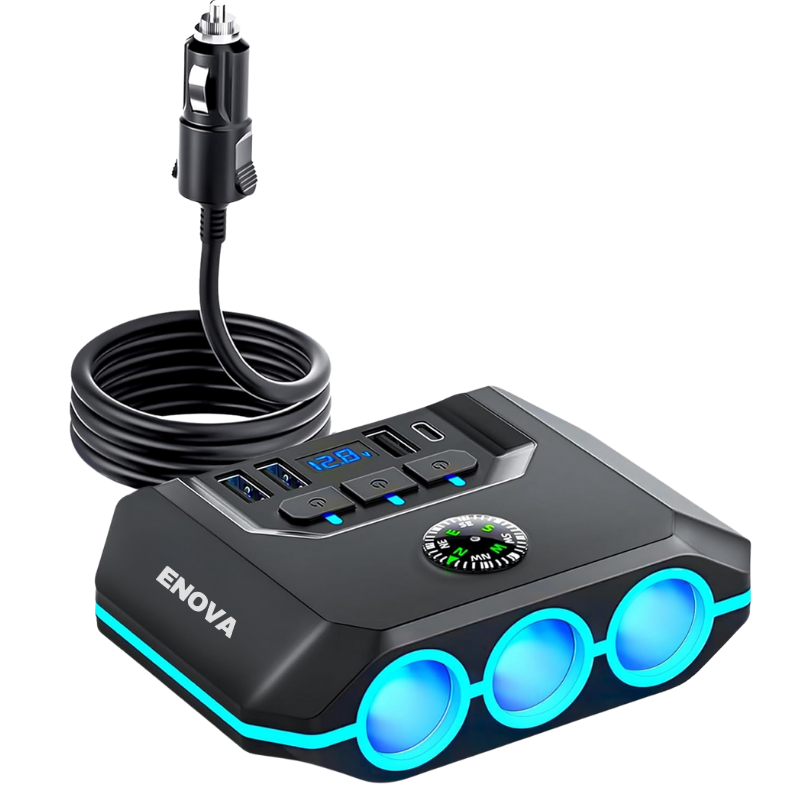 Enova Cigarette Lighter Splitter Car Charger Adapter with USB