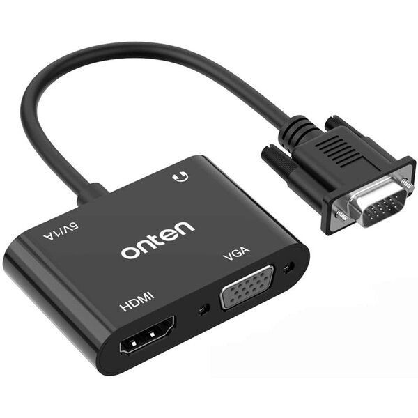 Onten OTN-5138HV VGA to FHD HDMI + VGA with Audio Converter Adapter