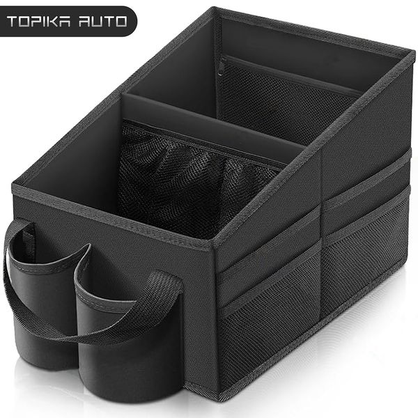 Topika - Car Back Seat Organizer, Seat Storage for Children, 2 Cup Holders