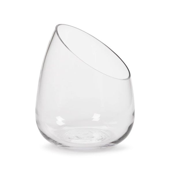 Glass Vase 22x17Cm Slant Cut Clear