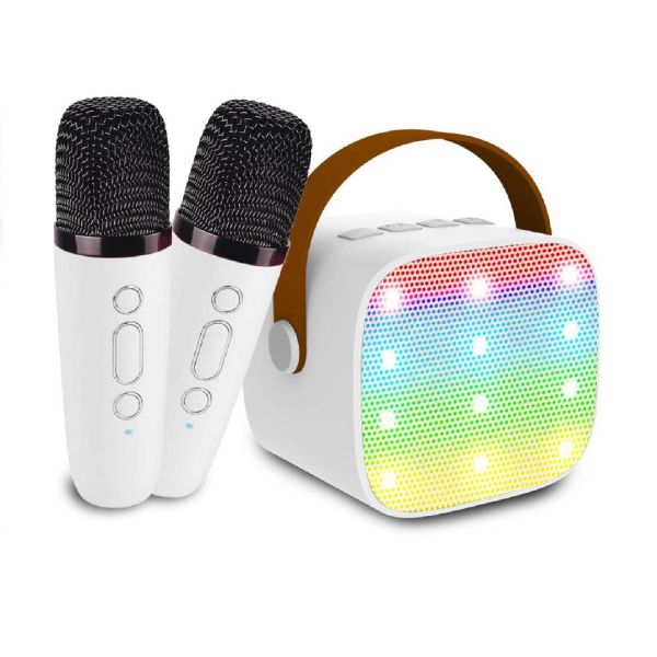 Karaoke Machine,Mini Portable Bluetooth Speaker With 2 Wireless Microphone