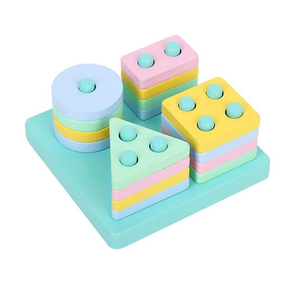 17-Piece Wooden Puzzle Baby Stacking Blocks Shape YG-142