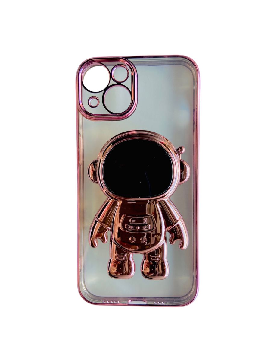 Contrast Frame Phone Case with Astronaut Design Phone Grip For iPhone