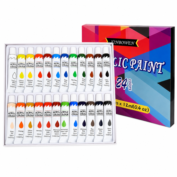 SKY-TOUCH 24 Colours Acrylic Paint Set, 12ml Tubes for Art &amp; DIY Crafts