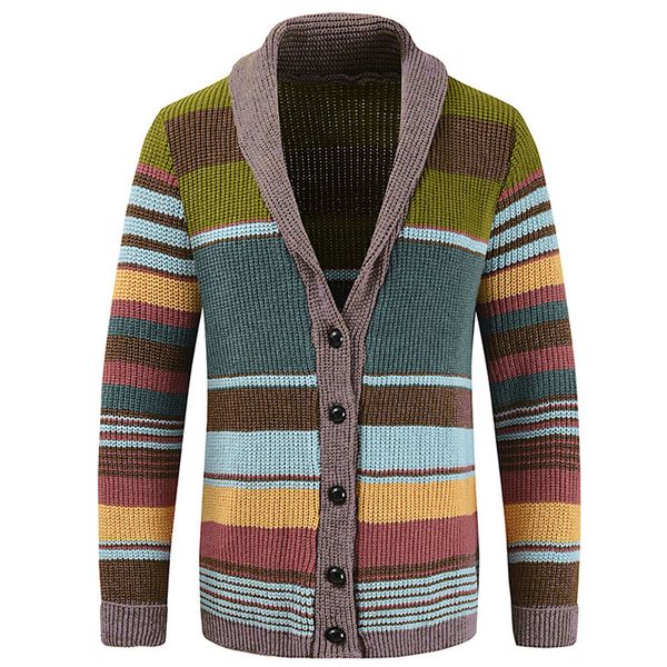 Men's Casual Cardigan Sweater Long Sleeve Casual V Neck Button Down Cable