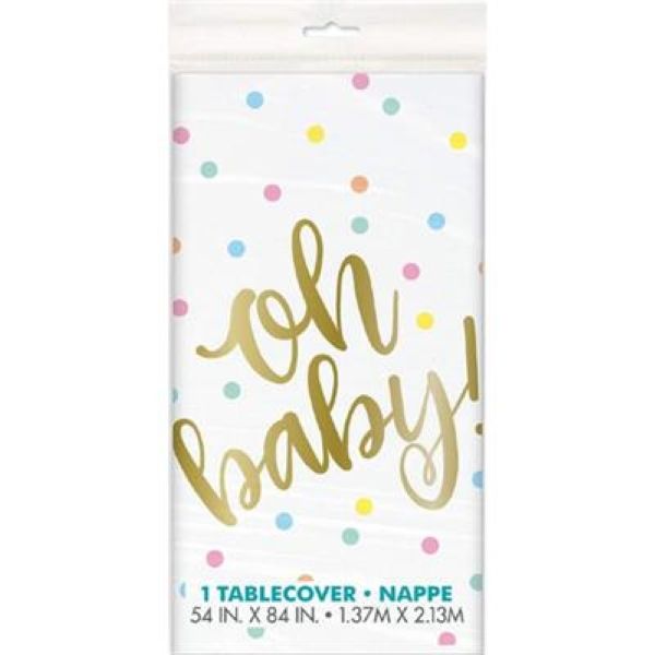 Party "Oh Baby" Theme - Plastic Tablecover 1.37m x 2.74m