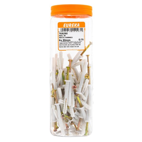 EUREKA Nail-In Anchor White Rimmed 6 x 55mm Q:75 T6A280