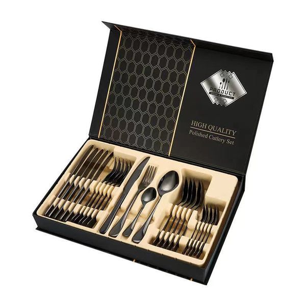 24 Piece Cutlery Set Black