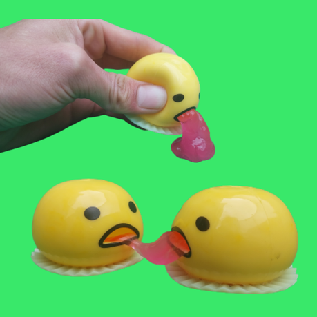 Squishy Puking Yolk Egg Stress Ball & Slime Tub
