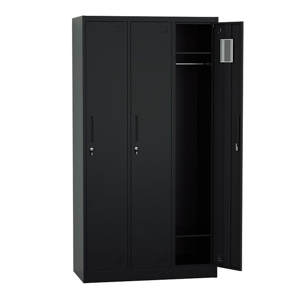 Steel 3 Door Locker Cupboard Storage Cabinet Inner Handle With Lock