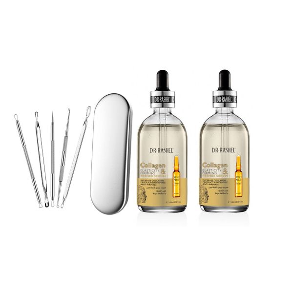 Collagen Elasticity &amp; Firming Primer Serum - 2 Pack with Pimple Remover Kit