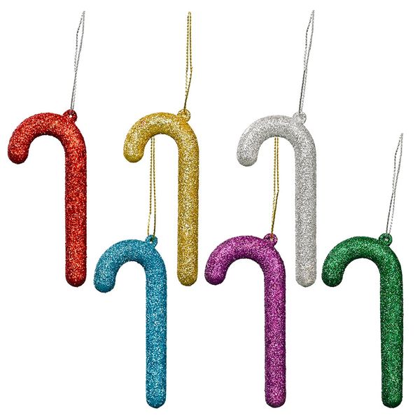 Shiny Crutch Merry Christmas Decoration PVC Color Xmas Tree Hanging Ornamen