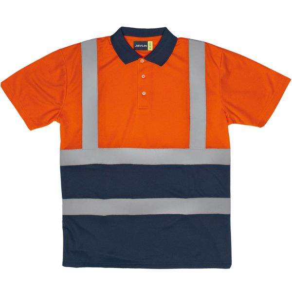 Javlin - Hi-Vis Two Tone Reflective Golfer - Navy &amp; Orange