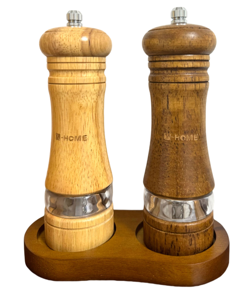 X-Home Wooden Manual Salt and Pepper Grinder Set/Spice Mill and Tray