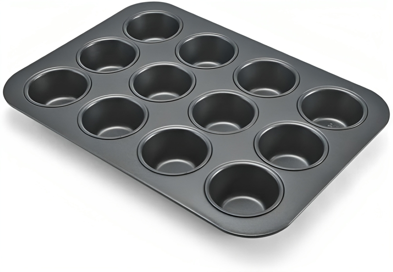 Pack of 2 Grey Alloy Steel Muffin Pan