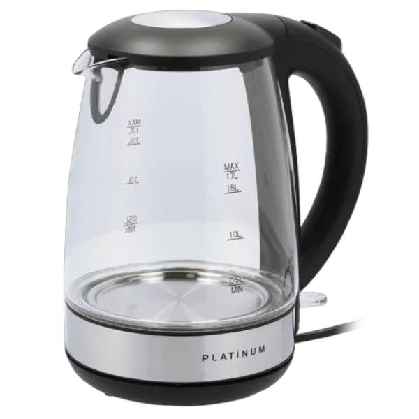 Platinum 360 Degree Cordless Electric Glass Kettle Transparent 1.7L