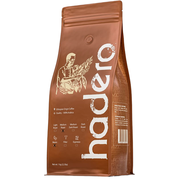 Hadero Ethiopian 1kg 100% Arabica Coffee - Beans - Medium Roast