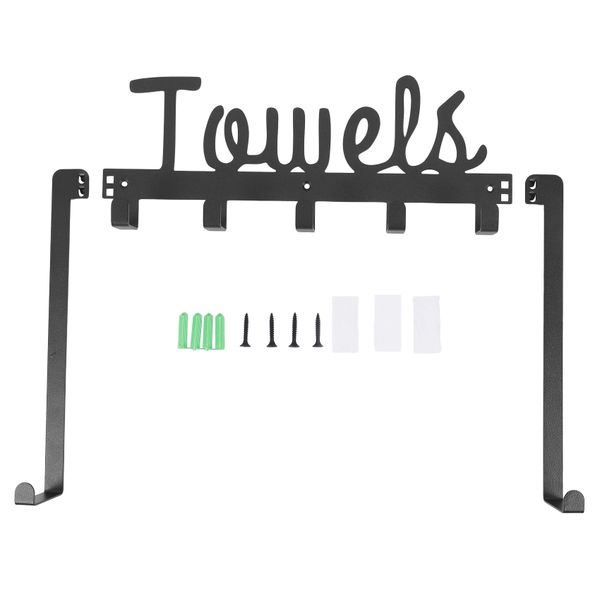 Over The Door 5 Hooks Door Hanger, For Hanging Towels Robe-Black