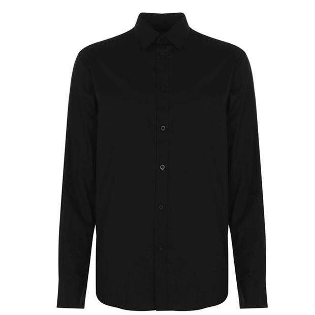 Pierre Cardin Mens Long Sleeve Shirt - Plain Black [Parallel Import ...