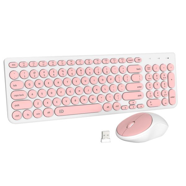 (ik6630) Round Keycap Punk Style Crystal Glare Wireless Keyboard &amp; Mouse