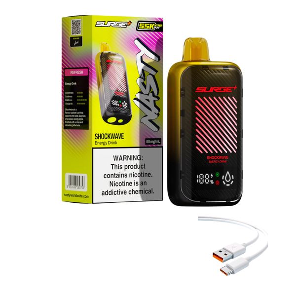 Nasty Surge 55k Enery Drink + DiscoVape Charging Cable