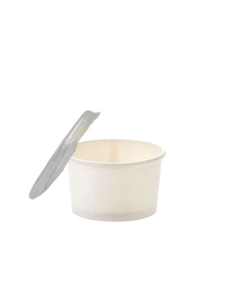 White Ice Cream Tub 90ml with Clear Ice Cream Lid - Pack of 50