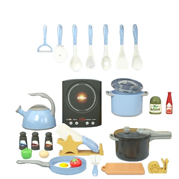 Olive Tree - Induction Stove Kitchen Toy Pots Pans Pretend Play 31 Piece