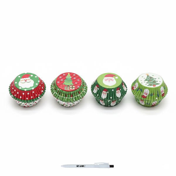 100 Pieces Christmas Cupcake Holders - 4 Festive Designs With ReVibe Pen
