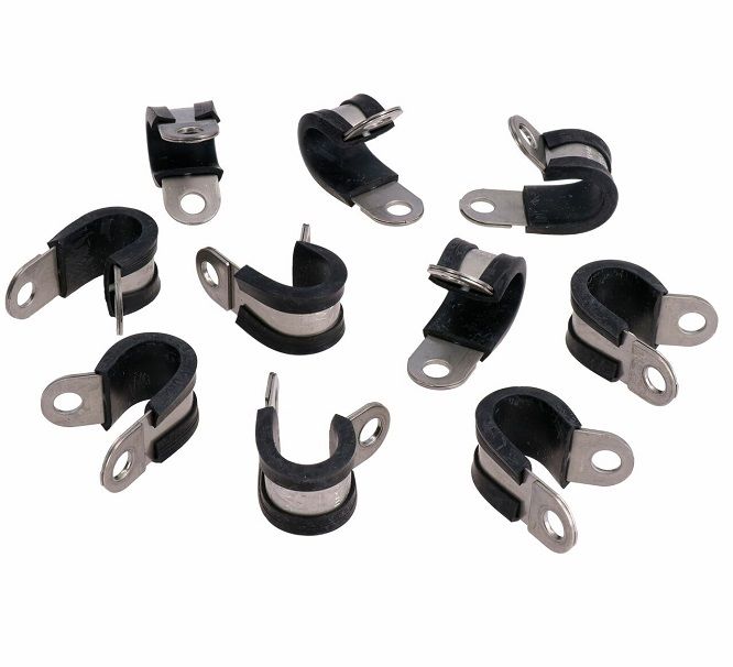 P Clamps 76mm Stainless Steel Cable Rubber Lined Hose Clamp 10 Pack