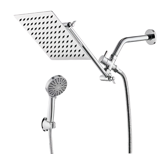 Shower Head Set Extension Bracket 8 Inch Adjustable Silver