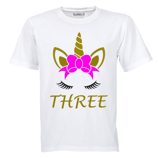 Unicorn - Three - Kids T-Shirt - White