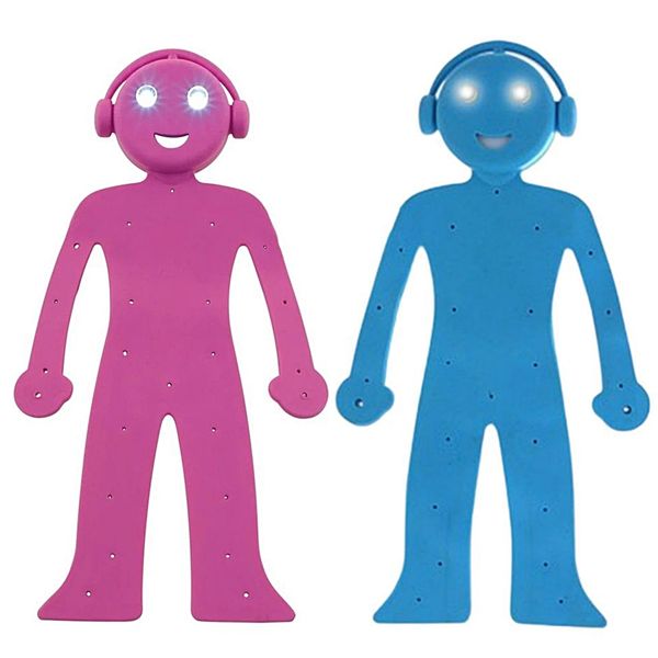 2 Bending Man Booklight LED Light Up Bookmark Phone Stands - Pink &amp; Blue