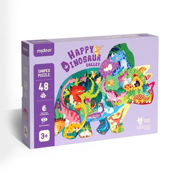 Mideer Happy Dinosaur Valley Irregular-Shaped Jigsaw Puzzle: 48 Pieces