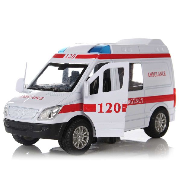 White Ambulance Vehicles Toys 1/32 Alloy Diecast Car Model