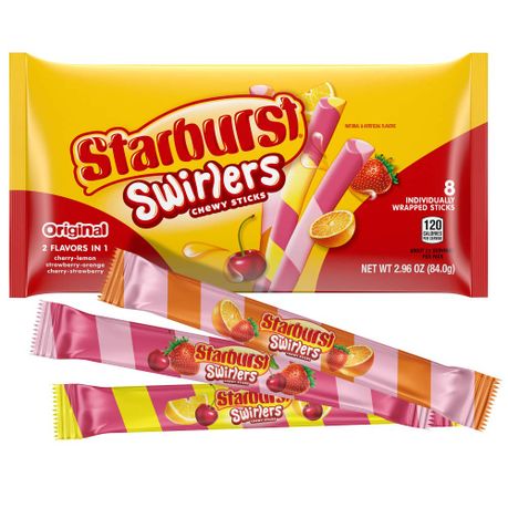 Starburst Swirlers Fruit Flavored Soft Chewy Sticks Sweets Share Bag (84g)