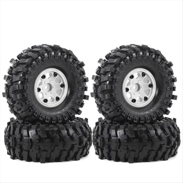 4 Pcs Rubber Wheel Tires for 1/10 Rc Car White