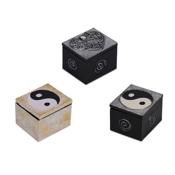 Trans Continental Marketing - MDF Box - Ying Yang - Silver White &amp; Gold - 3