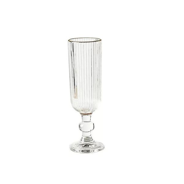 6 Pieces Gold Rim Stemmed Champagne Glasses