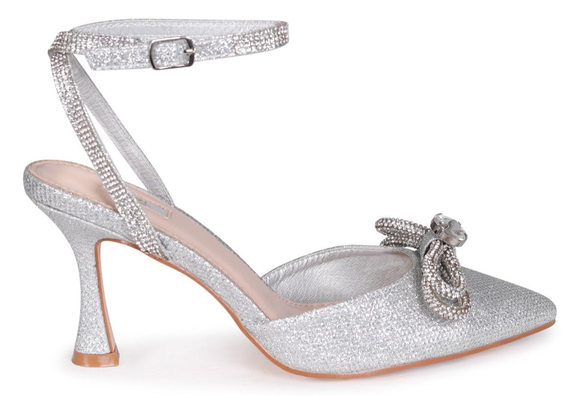 Linzi Ladies BEATRICE Glitter Effect Heels Silver Glitter Shop