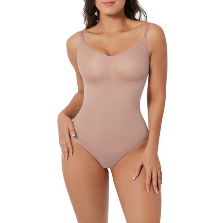 Bodysuit for Women Tummy Control Shapewear Seamless V-Neck Body
