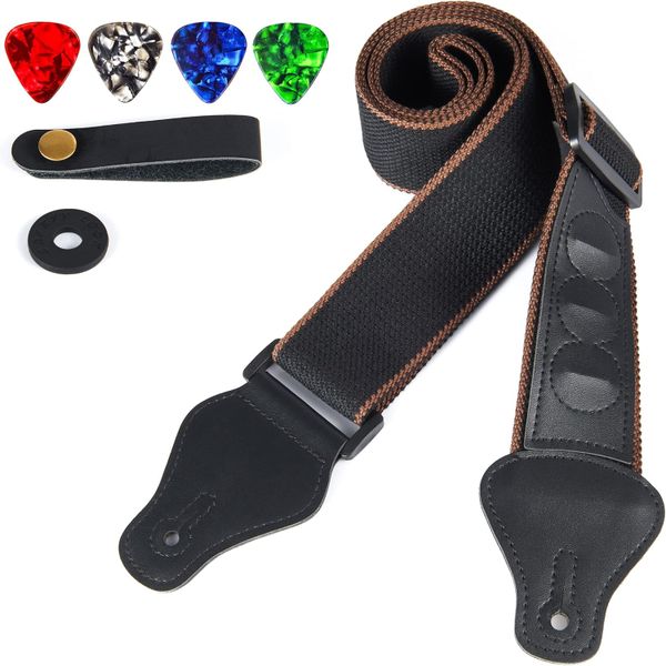 Guitar Strap - Acoustic/Electric/Bass Guitar Straps with 4 Guitar Picks