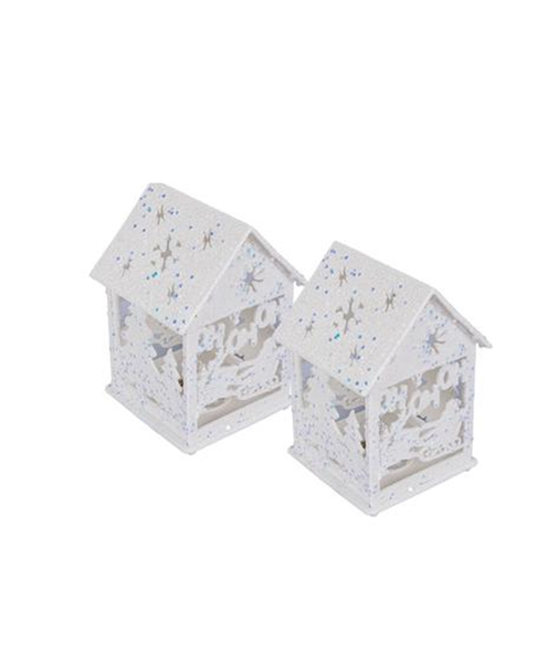 Xmas Room Decor Glitter House 11cm x 2