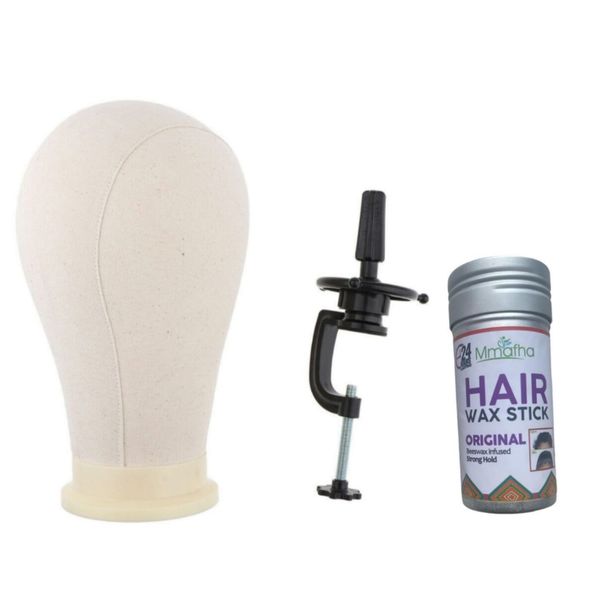 Mannequin Canvas Block Head With Adjustable Table Clamp Stand&amp; Wax Stick