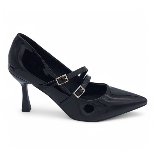 TTP Women Patent PU Dual Buckle Court Heel AW2418-2
