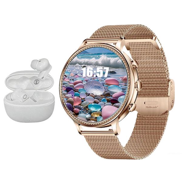 Golden Perfect Luxury Women's Smartwatch &amp; Earbuds Gift Set