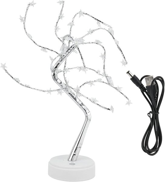 Celestial Glow LED Star Tree - 60 Warm White LED Lights, USB/Battery