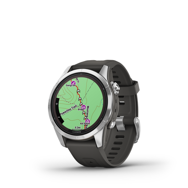 Garmin fenix 7S Pro, Solar Edition - Silver with Graphite Silicone Band