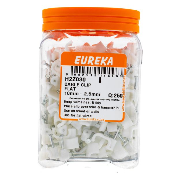 EUREKA Cable Clip Flat White 10mm-2.5mm Q:250 H2Z030